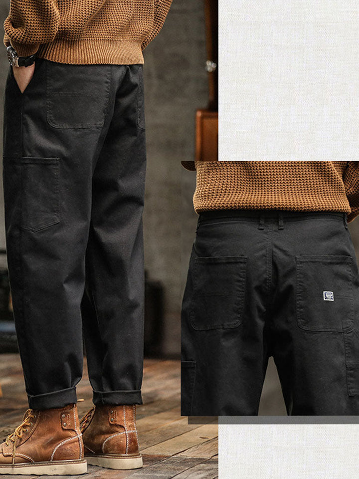 Comfortable men's relaxed fit utility pants in all available colors, a versatile wardrobe staple.