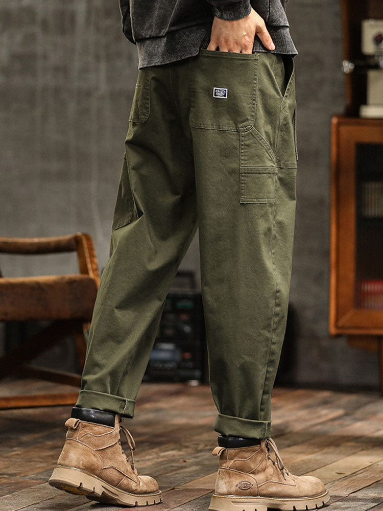 Front view of men's relaxed fit utility pants, showcasing the versatile design.