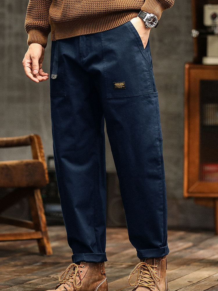 Versatile navy men's relaxed fit utility pants, perfect for everyday wear & adventure.