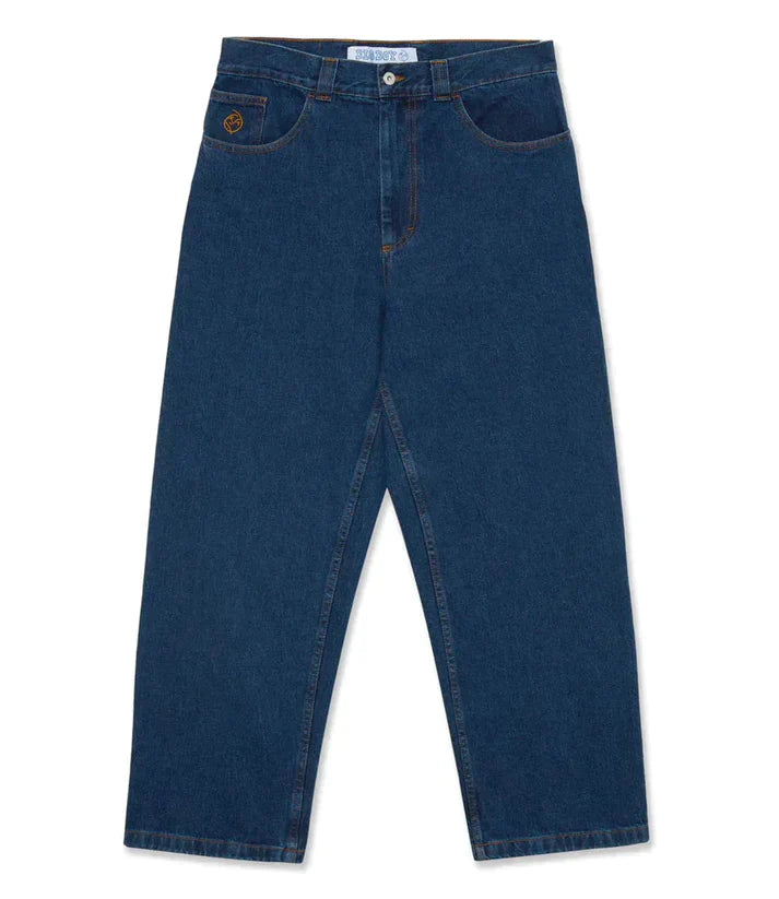 High-angle shot of Men's Relaxed Wide-Leg Denim Pants laid flat, highlighting the relaxed silhouette