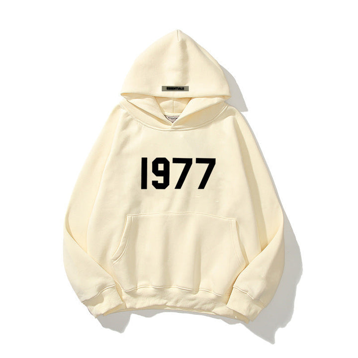 'Chase' collection men's raglan streetwear hoodie featuring vintage 1977 print for urban style.