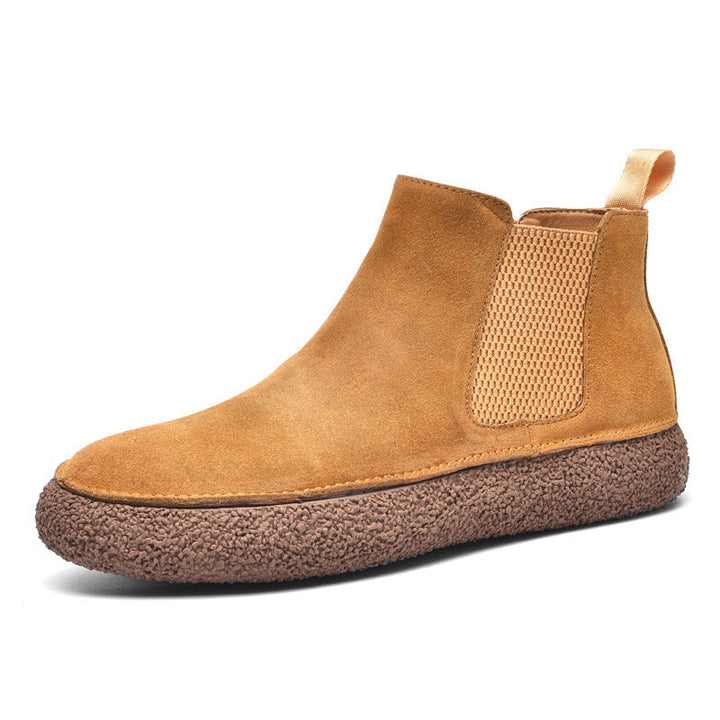 Men's classic brown suede orthopedic shoes with strong posture support