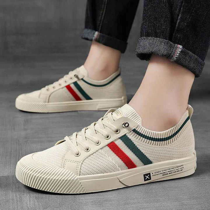 Men's lightweight retro stripe casual trainers, great for smart casual looks and everyday walking.