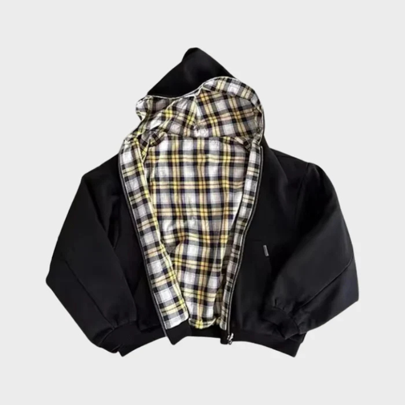 Josh Men's reversible oversized hoodie: a stylish hooded top, solid and checkered for diverse streetwear looks.