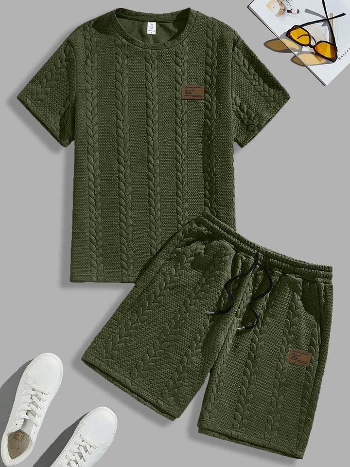 Stylish men's rib knit shorts and matching top, a versatile casual outfit for everyday wear.