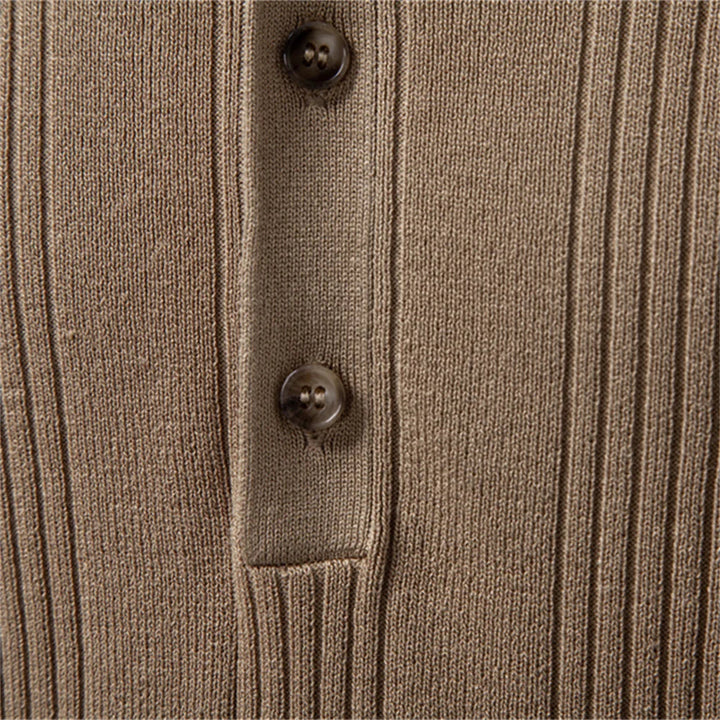 High-quality men's ribbed henley shirt with a classic three-button placket, perfect for durable everyday comfort.