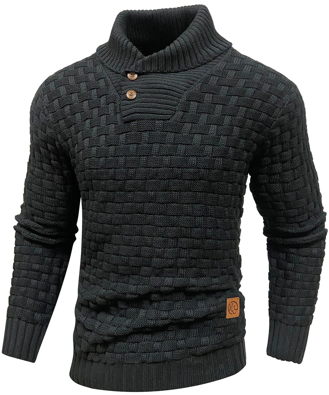 Men's ribbed knit pullover sweater, crew neck, long sleeve, perfect for winter casual wear