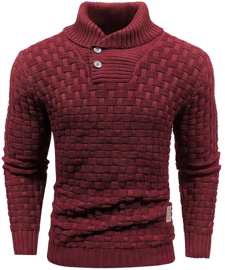 Relaxed fit men's crew neck pullover, ribbed knit texture, essential winter top