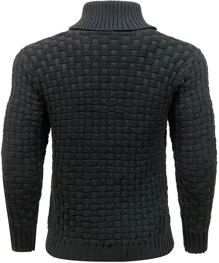 Back view of men's ribbed knit pullover sweater, clean and simple design