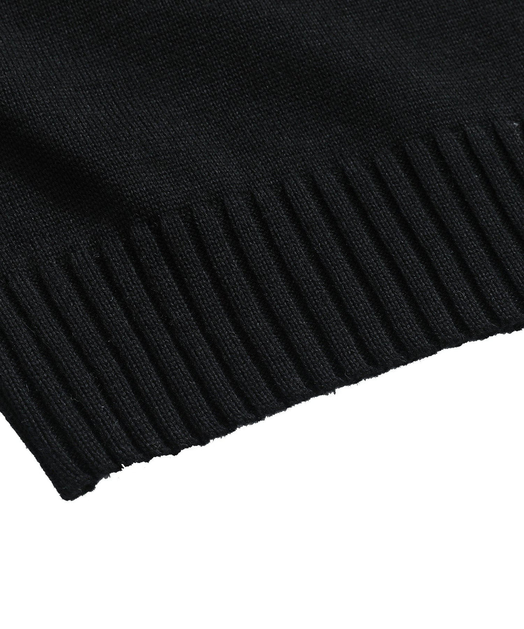 Men's black pullover sweater featuring a ribbed design and half-zip detail, for winter fashion