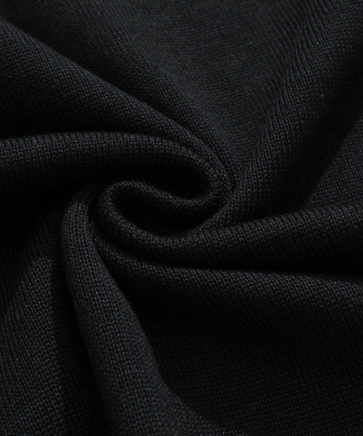 Comfortable men's black ribbed sweater, a mock neck half-zip design for everyday wear