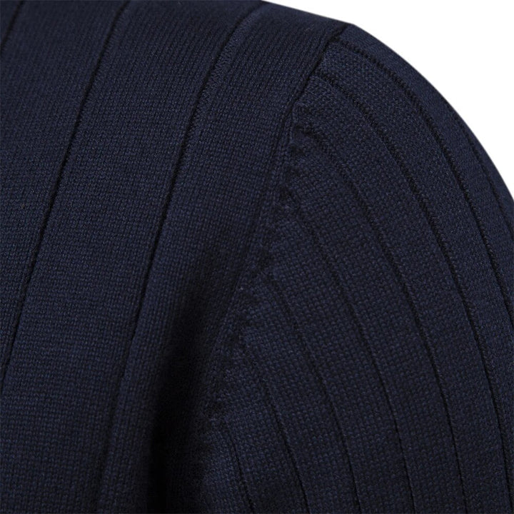 Versatile men's half zip ribbed mock neck sweater, perfect for winter layering or smart casual style.