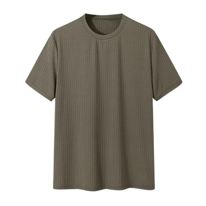 Sharp tailored men's ribbed t-shirt. Sculpted slim fit, short sleeve o-neck for versatile everyday wear.