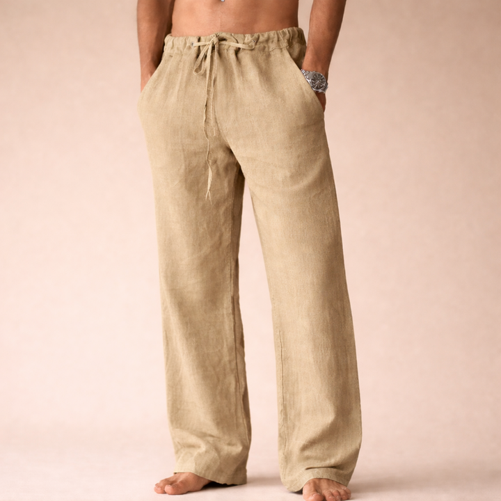 Men's Rivello lightweight relaxed fit trousers with drawstring waist. Ideal for comfortable casual wear and summer style.