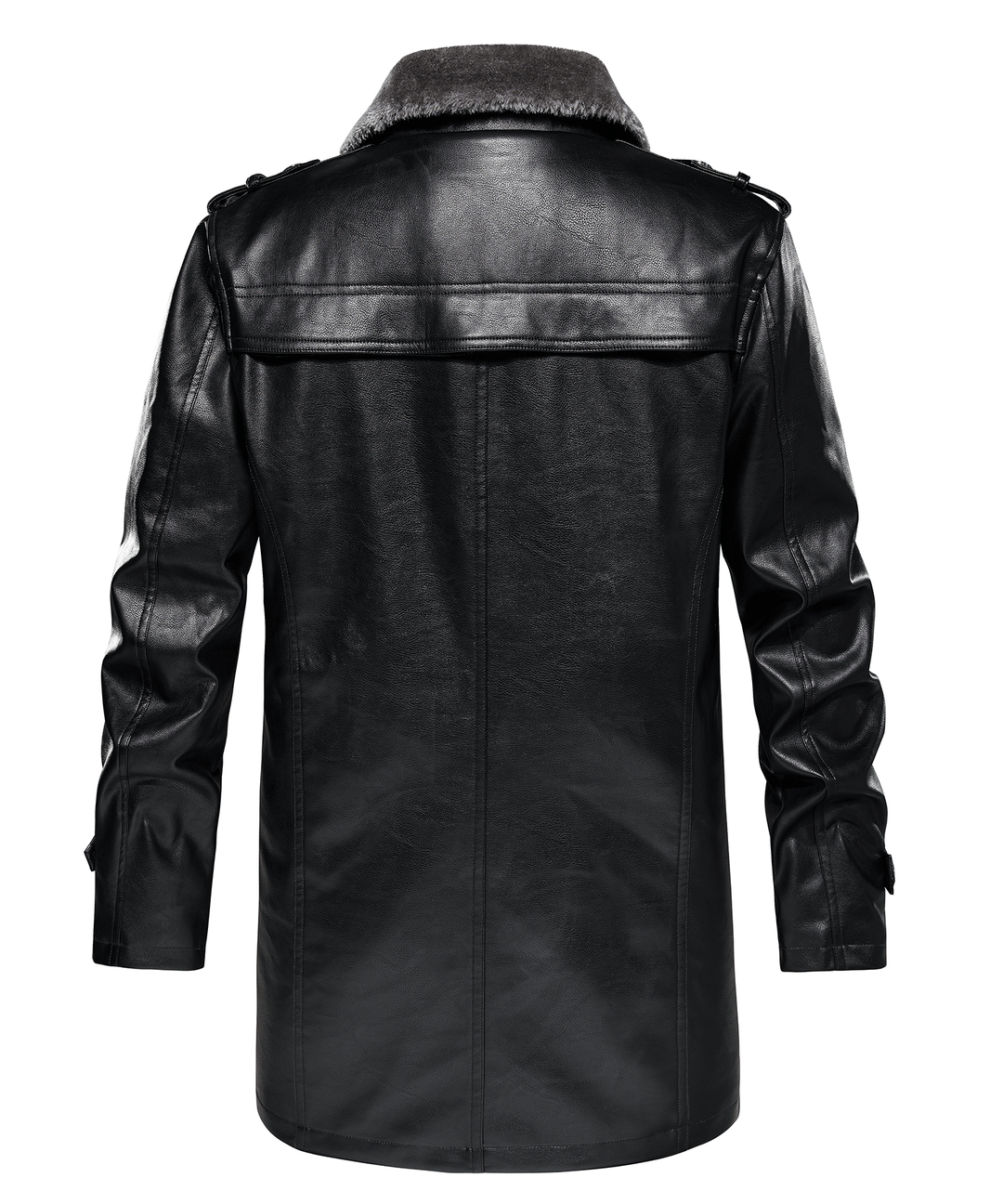 Full shot of a man wearing the black rugged arctic winter coat, styled for cold weather