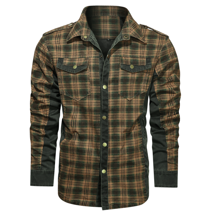 Stylish men's green flannel button-down shirt, soft cotton blend, suitable for everyday casual wear.