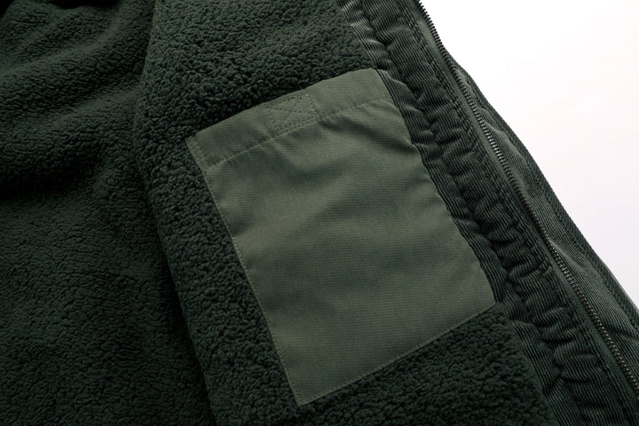 Heavyweight work jacket for men, emphasizing its robust design for tough conditions.