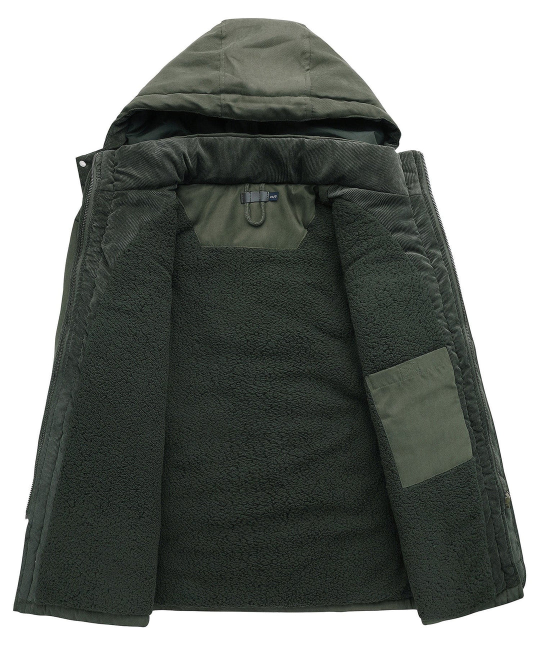 Close-up of the sturdy cuffs on a men's heavyweight work jacket, enhancing durability.