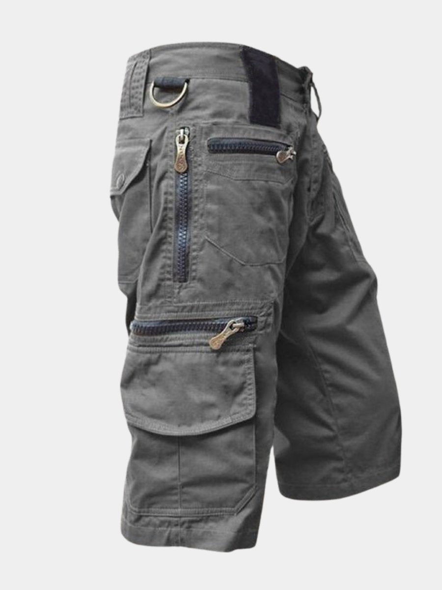 Men's rugged multi-pocket cargo shorts, ideal for outdoor adventures, travel, and everyday comfort.