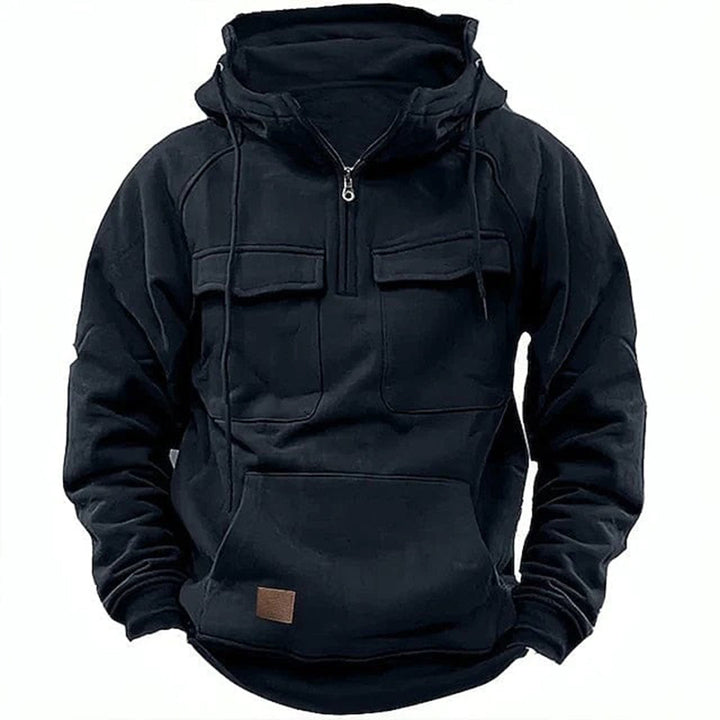 Men's full zip retro motorcycle hoodie, rugged design for casual wear, comfort, and vintage-inspired streetwear.