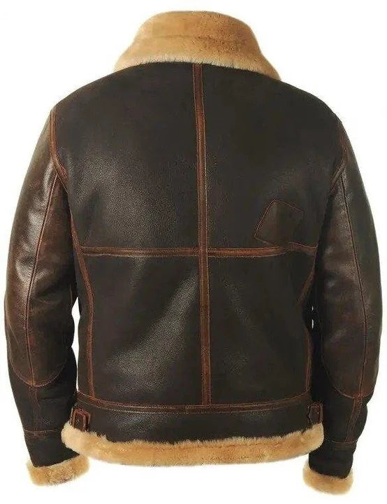 Heavyweight men's aviator bomber jacket with a warm collar. Vintage style winter jacket for ultimate rugged fashion.