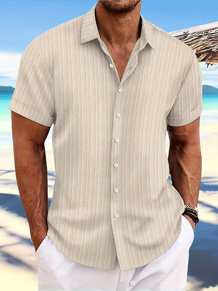 Men's short sleeve button down shirt, perfect casual & breathable top for summer fashion & warm weather.