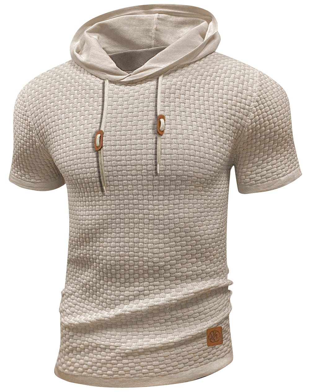 Athletic fit men's short sleeve pullover, hoodie style, comfortable and functional