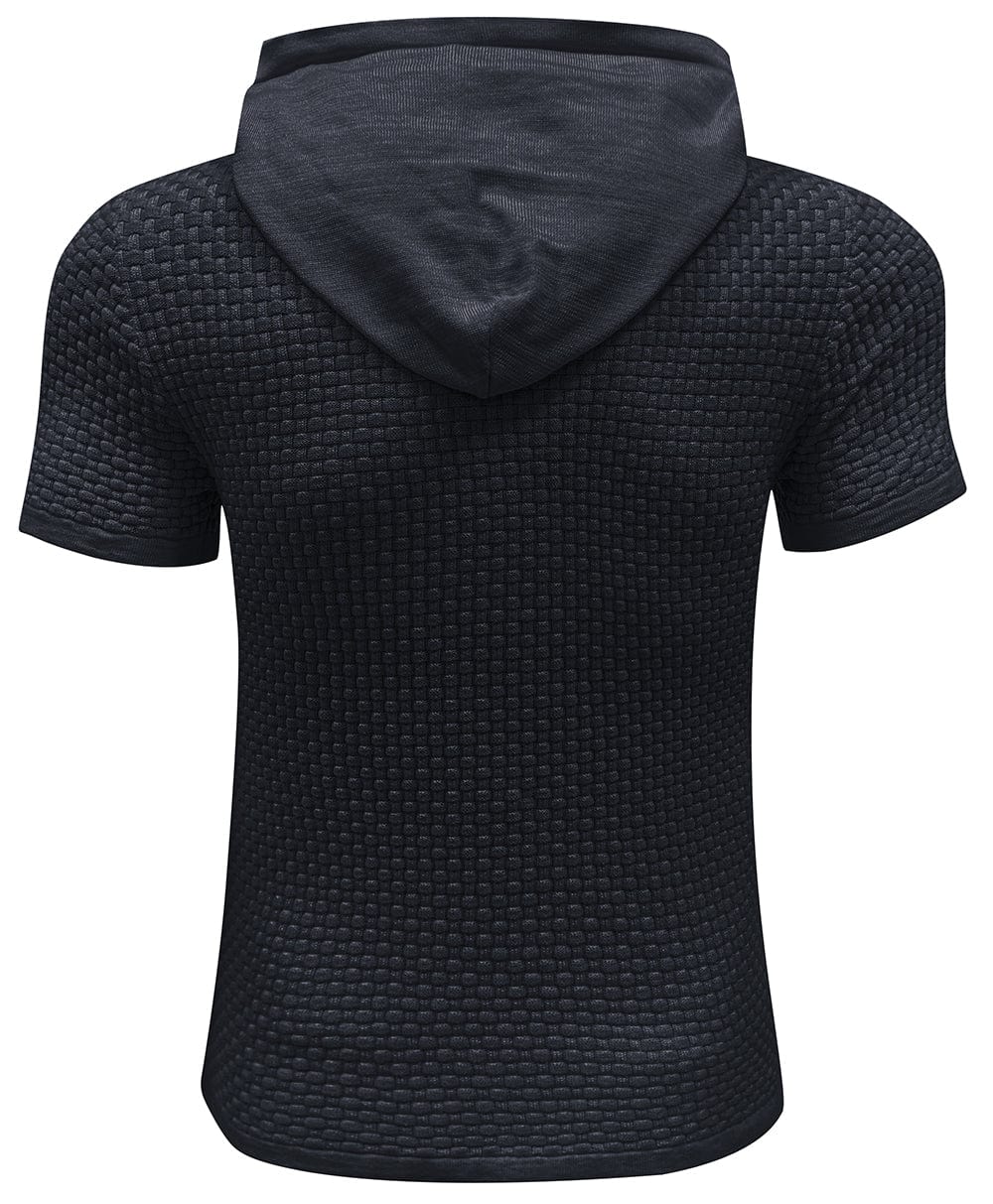 Polyester men's short sleeve hoodie, a stylish piece of summer activewear