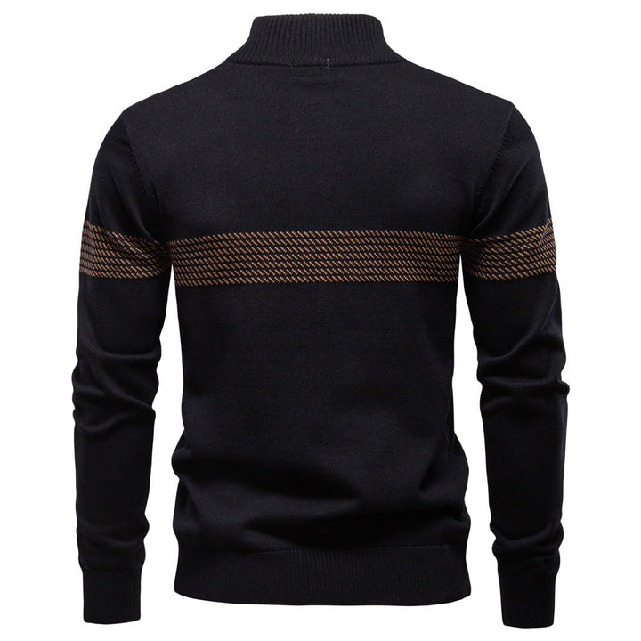 Man wearing a Siena half-zip knit sweater, demonstrating its comfortable fit and style