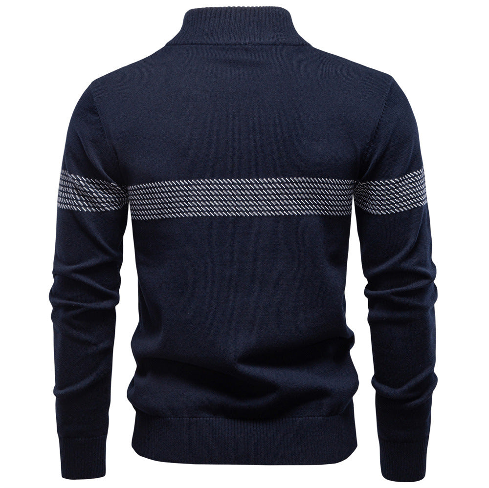 Folded Siena men's half-zip cotton blend sweater, ready for display or packaging