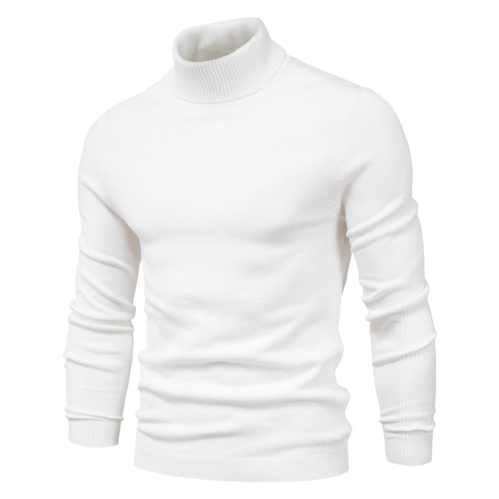 Men's sleek fitted turtleneck sweater in a modern style, perfect for elegant winter layering and casual wear.