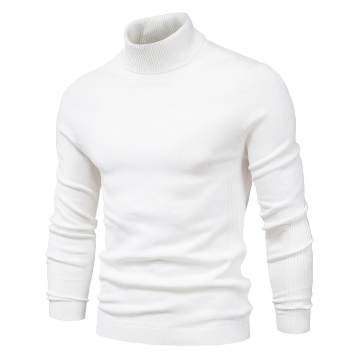Men's sleek fitted turtleneck sweater in a modern style, perfect for elegant winter layering and casual wear.