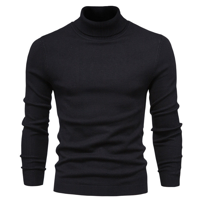 Modern men's long sleeve turtleneck sweater with a comfortable fitted design, ideal for stylish winter outfits.