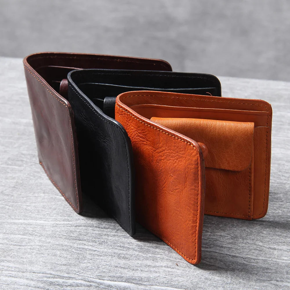 Men's bifold wallet, a perfect blend of style and utility in genuine cowhide leather.
