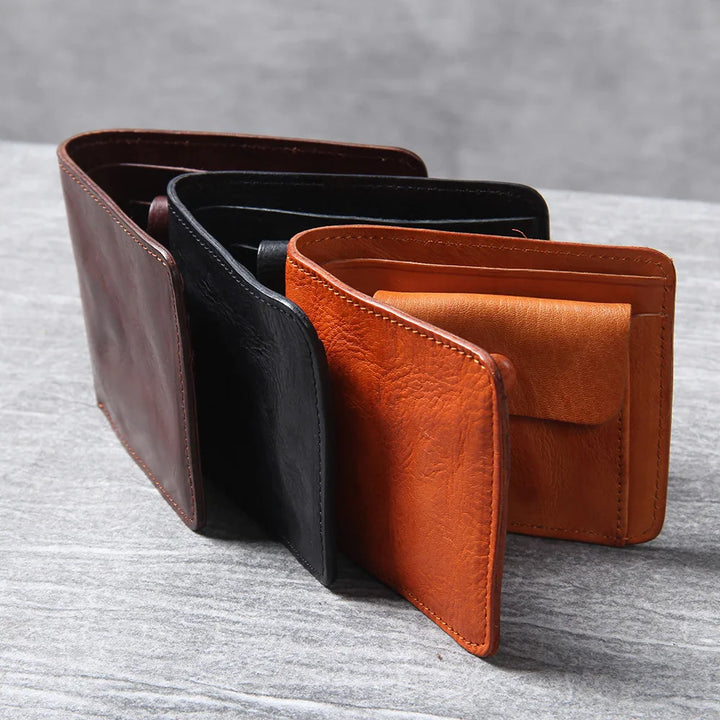 Men's bifold wallet, a perfect blend of style and utility in genuine cowhide leather.