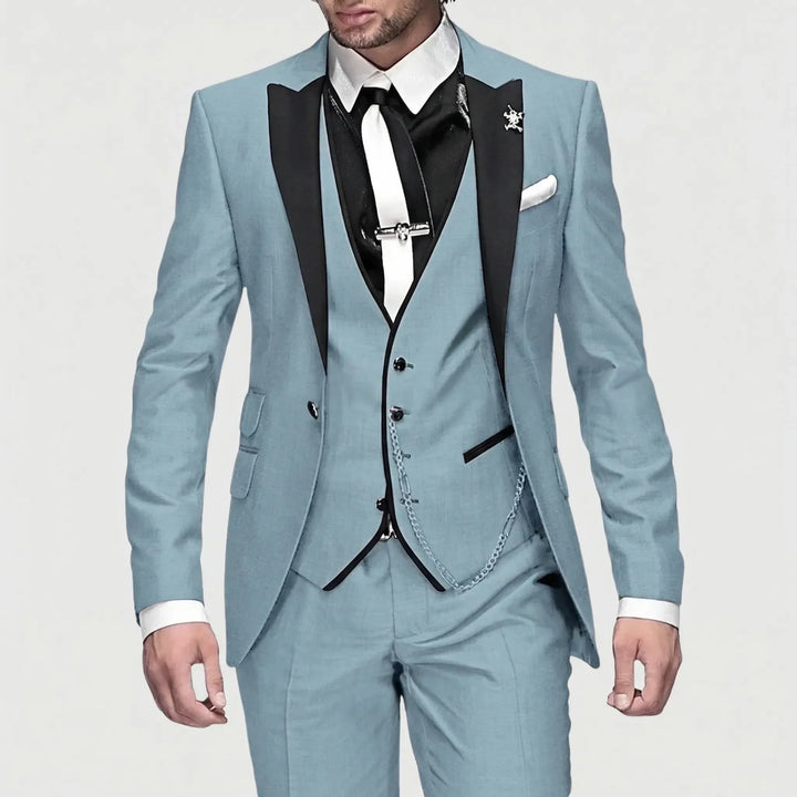 Sleek slim-fit men's 3-piece formal suit, offering a contemporary tailored look for all special occasions.