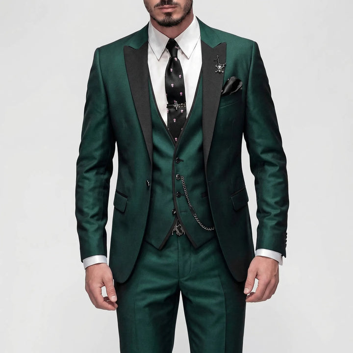 Sophisticated men's tailored 3-piece formal suit, a sleek option for business, weddings & special events.