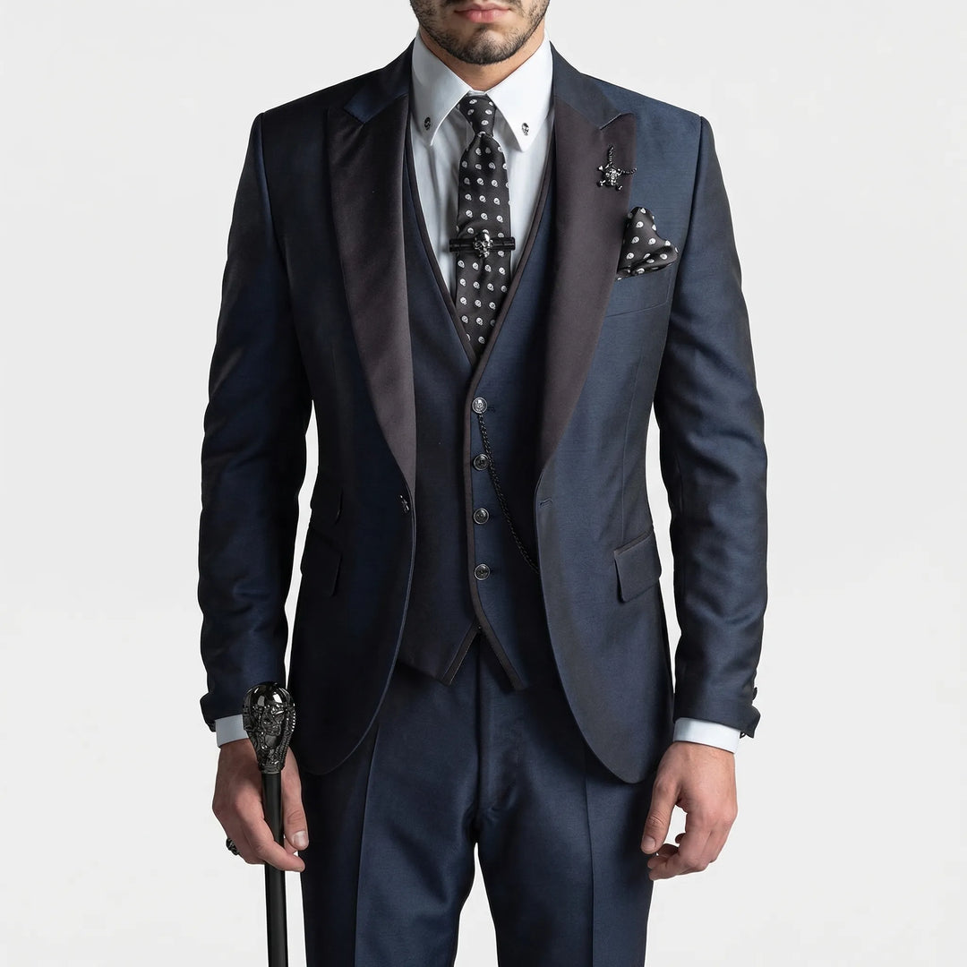 Seth men's slim-fit 3-piece formal suit, perfect for business, wedding, and high-end event fashion.