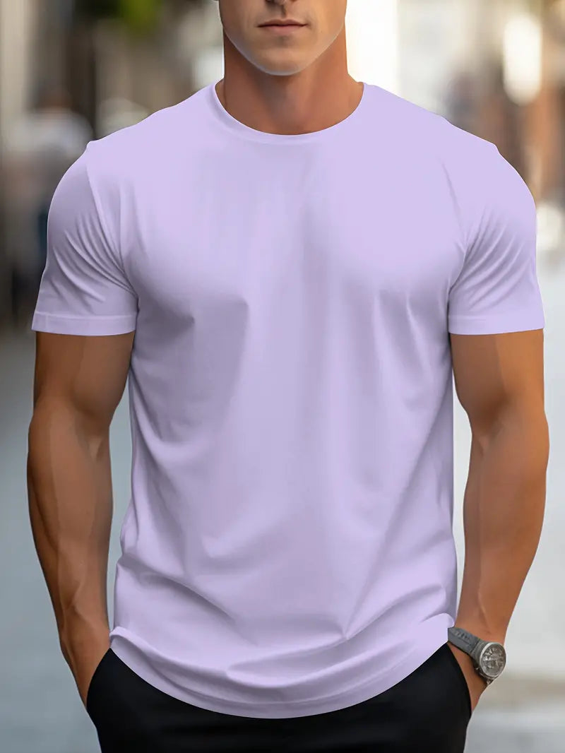 Basic men's crew neck t-shirt, slim fit and short sleeve, an essential for casual and layering looks.