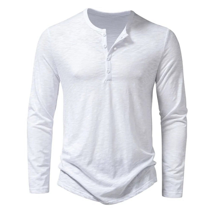 Slim fit henley shirt for men, a classic long sleeve option for modern fashion.