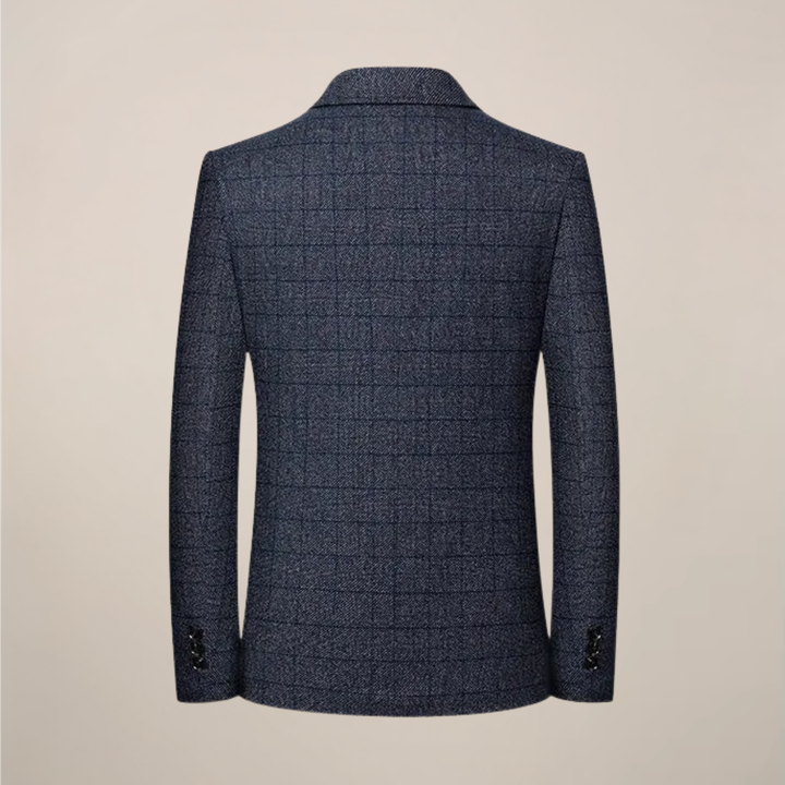 Vintage-inspired men's check plaid blazer. Slim fit jacket for fall/spring smart casual & formal events. Timeless style.