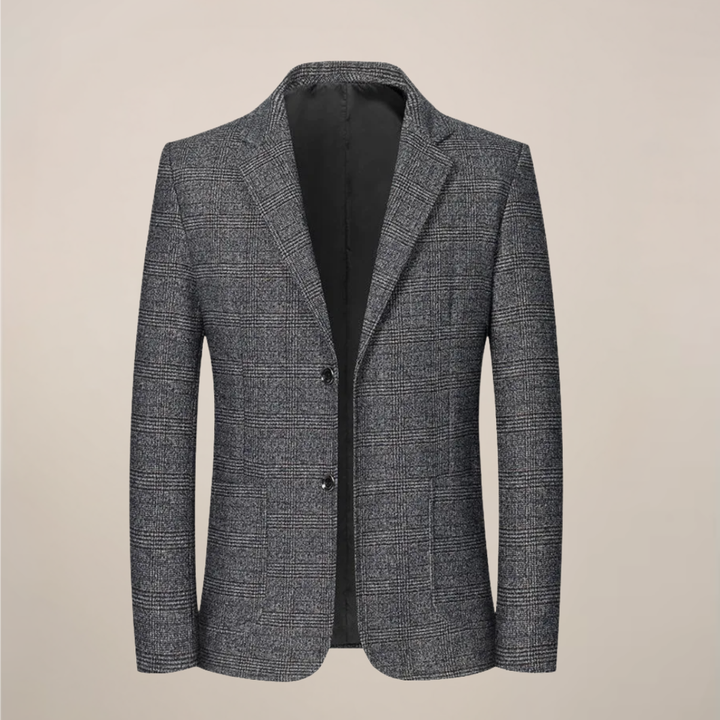 Stylish men's slim fit check blazer. A modern classic plaid jacket, ideal for spring fashion, business & smart casual attire.