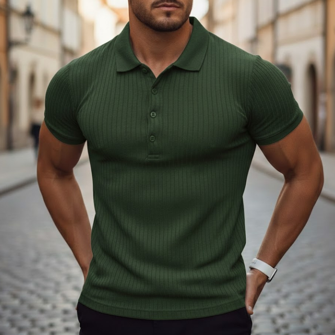 Stylish men's slim fit short sleeve polo offering everyday comfort and a classic, modern look.