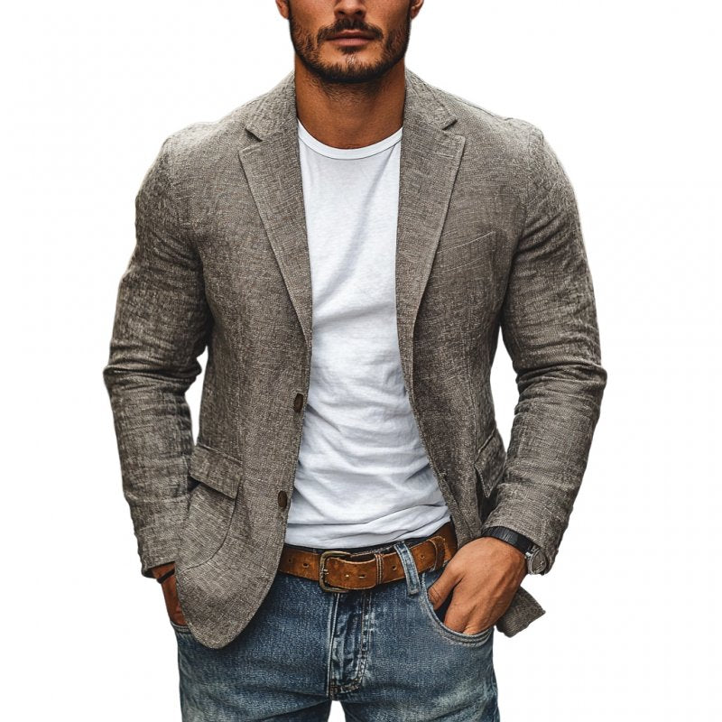 Men's slim fit single-breasted blazer for a modern, smart casual look.