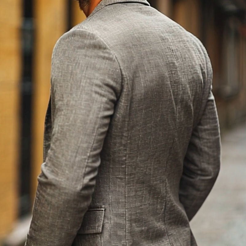 Sleek men's single-breasted slim fit blazer for business, smart casual, or formal wedding attire.