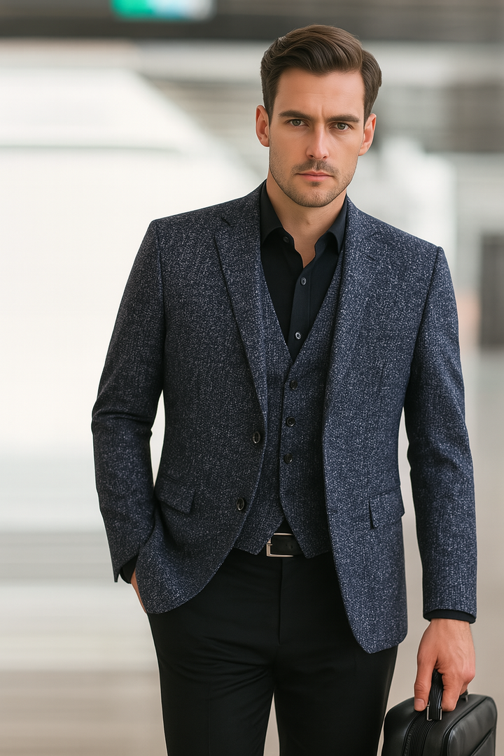 Stylish men's spring blazer, a versatile no-iron casual suit jacket for smart casual events or everyday fashion.