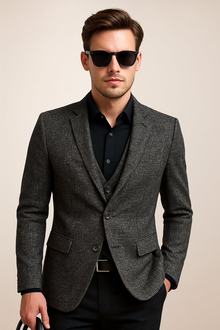 Effortless men's slim fit blazer with no-iron fabric, a comfortable and stylish spring outerwear essential.