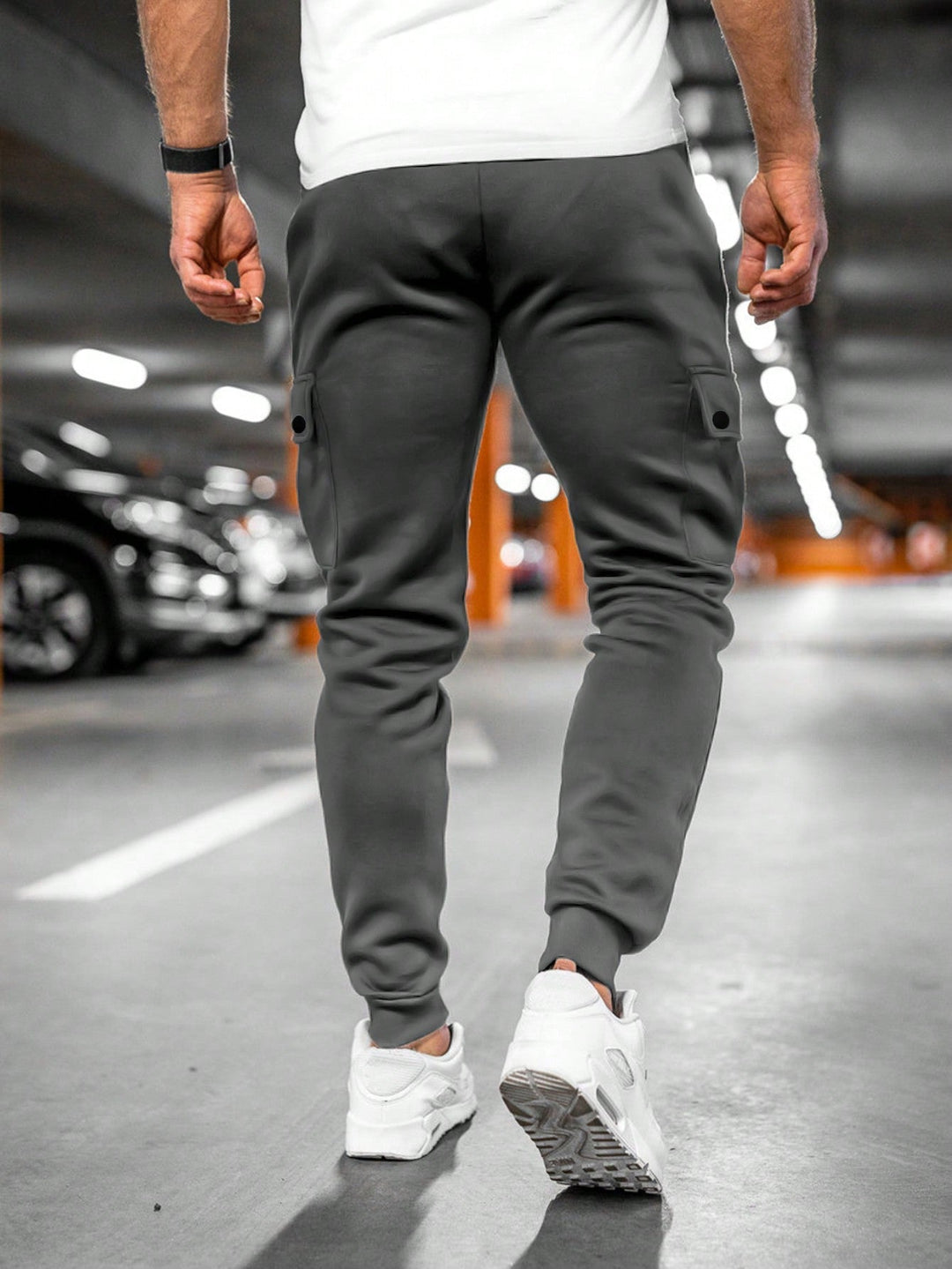 Stylish men's slim-fit joggers with tapered leg, perfect for everyday streetwear fashion.