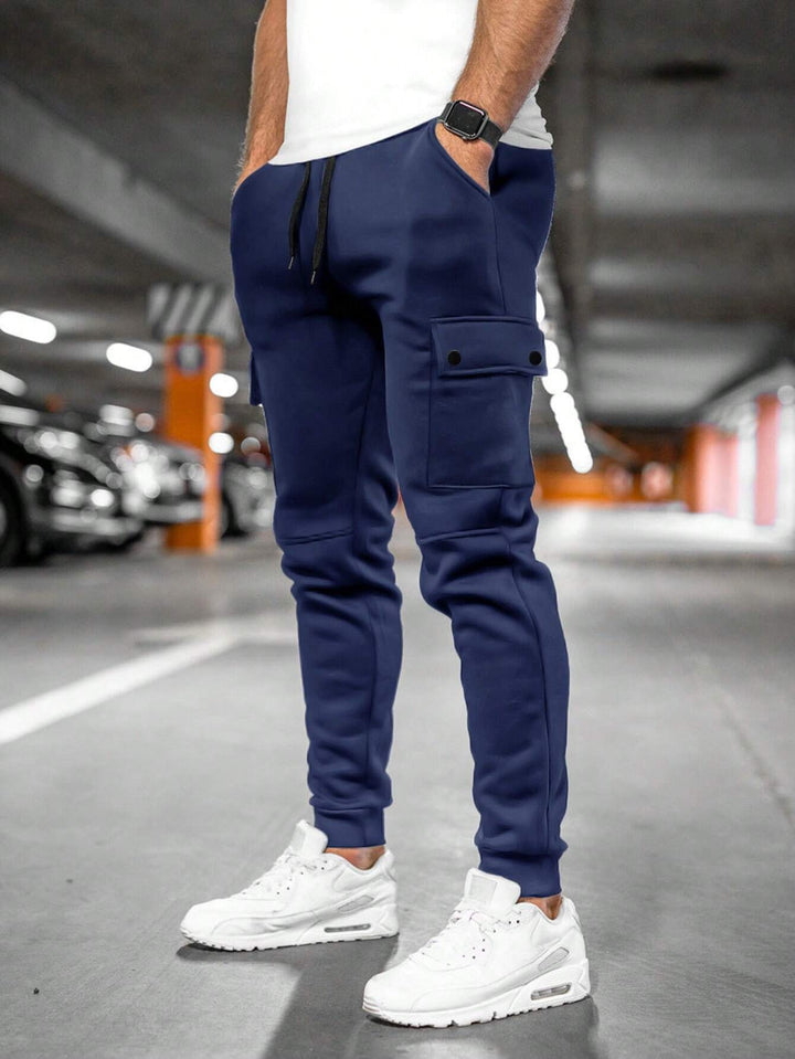Leland men's slim-fit streetwear cargo jogger pants, functional & stylish for casual wear.
