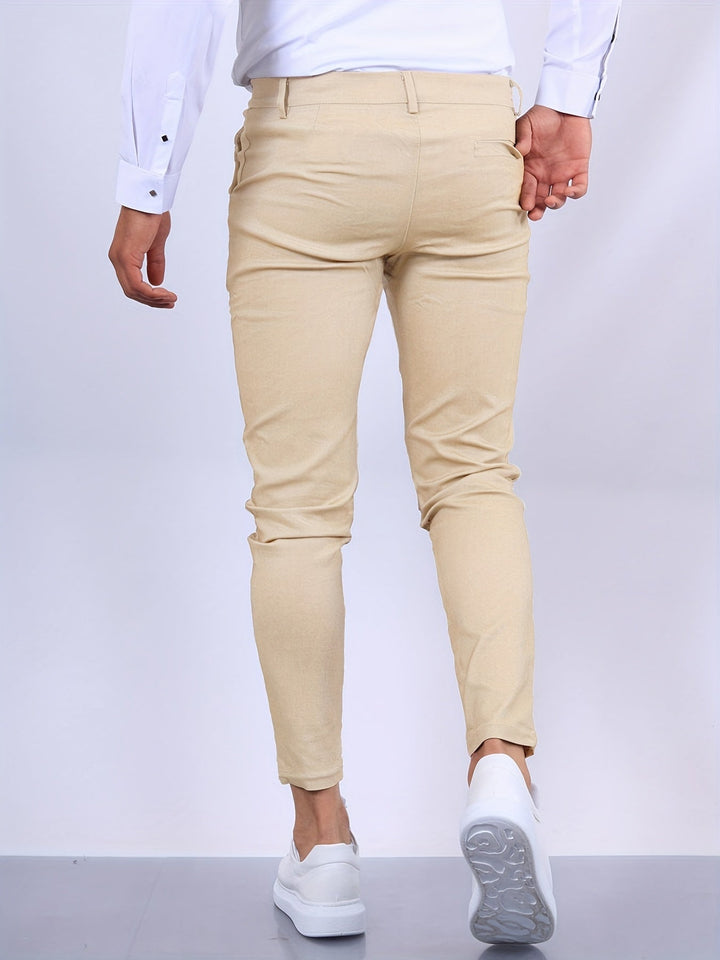 Men's versatile stretch comfort pants, slim fit chinos for casual to smart casual outfits.
